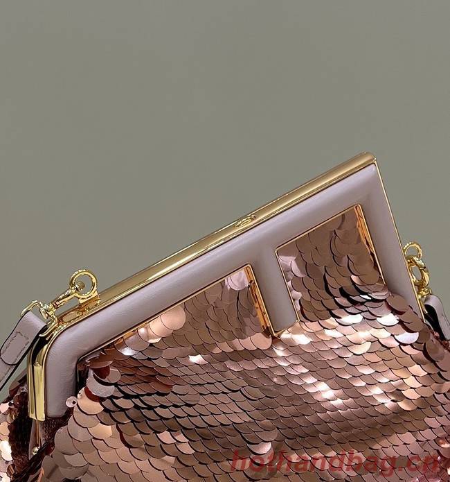 Fendi First Small sequinned bag 8BP129 pink
