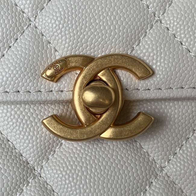 Chanel FLAP BAG WITH TOP HANDLE AS4008 white