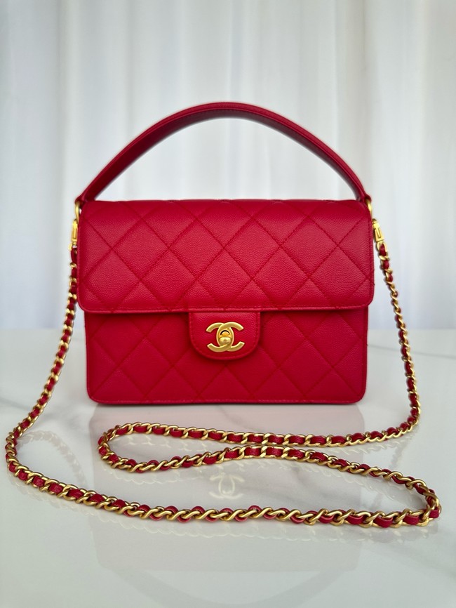 Chanel FLAP BAG WITH TOP HANDLE AS5166 red
