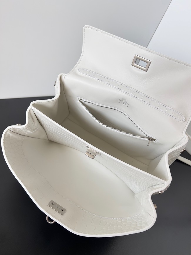 Balenciaga Rodeo Handbag crocodile skin 795457 white&Silver 