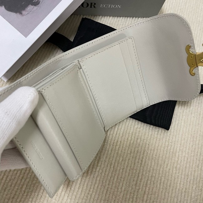 Celine TRIOMPHE COMPACT WALLET IN SHINY CALFSKIN 10K623 LIGHT STONE