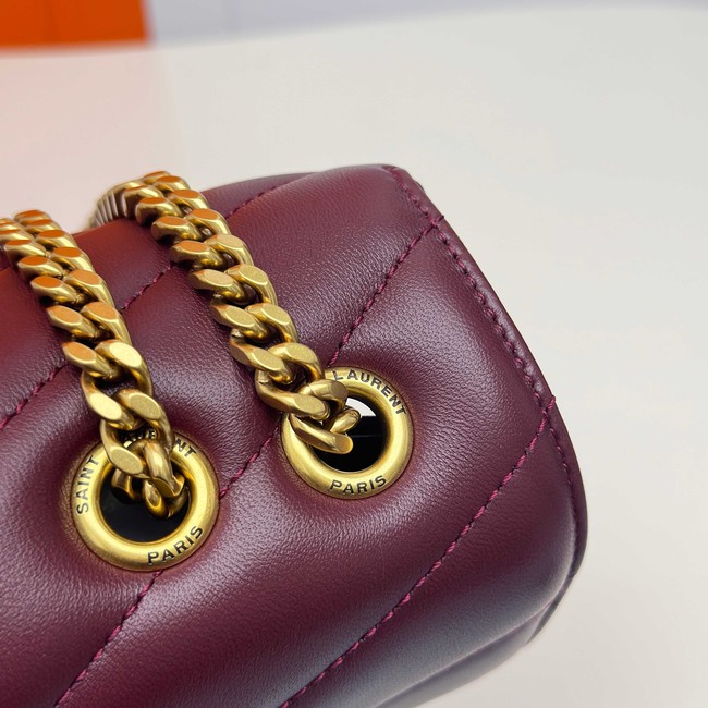 SAINT LAURENT LOULOU MEDIUM IN MATELASSE LAMBSKIN 801439 ROUGE CABERNET