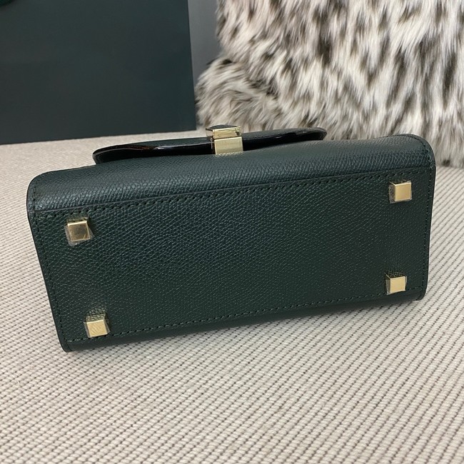 Valextra Iside Top Handle Mini Bag 00359 Dark green