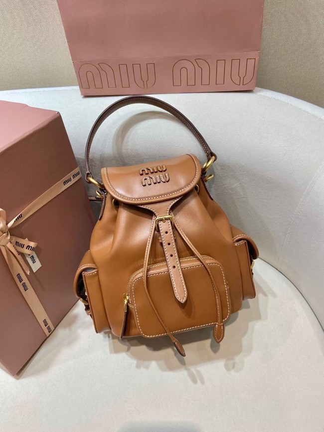 MIUMIU Cowhide backpack 5BZ043 brown
