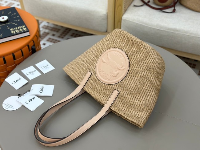 CHLOE Woven Raffia Slit Mini Tote Bag 11265 pink