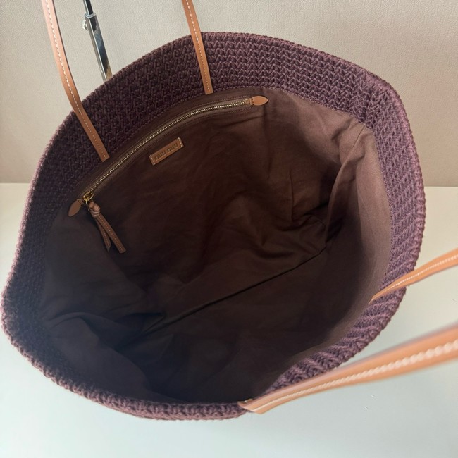 miumiu Raffia effect woven tote bag 5GB228-1