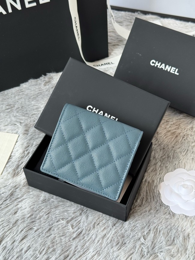 Chanel Leather Wallet A84058 blue