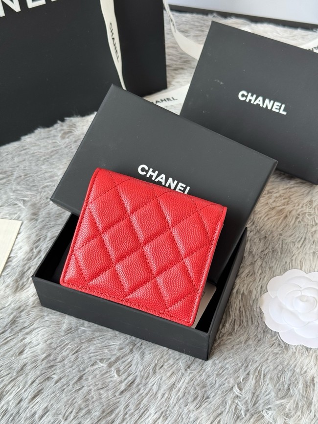 Chanel Leather Wallet A84058 red
