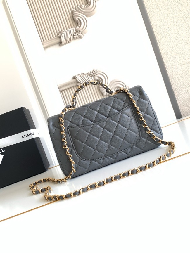 CHANEL Mini Flap Bag with Top Handle AS5702 gray