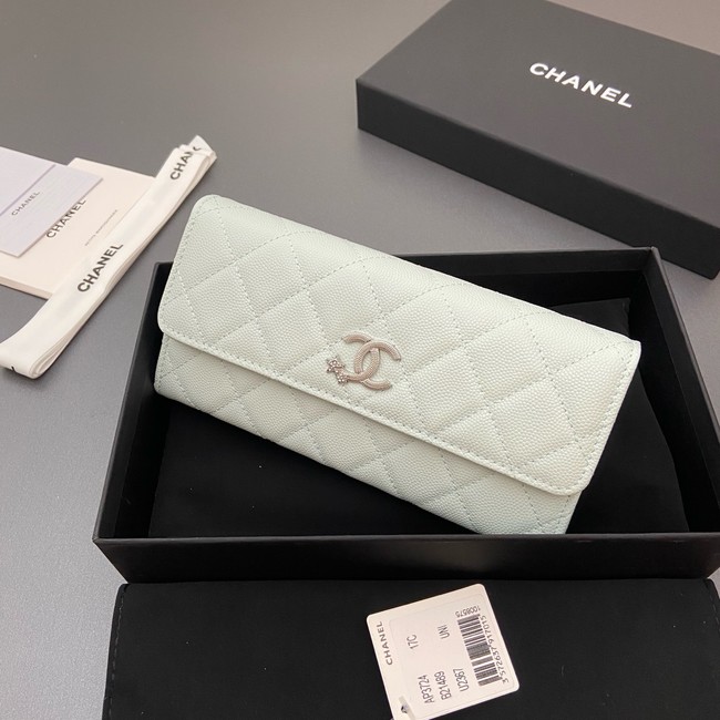 Chanel Long Flap Wallet AP3724 light blue