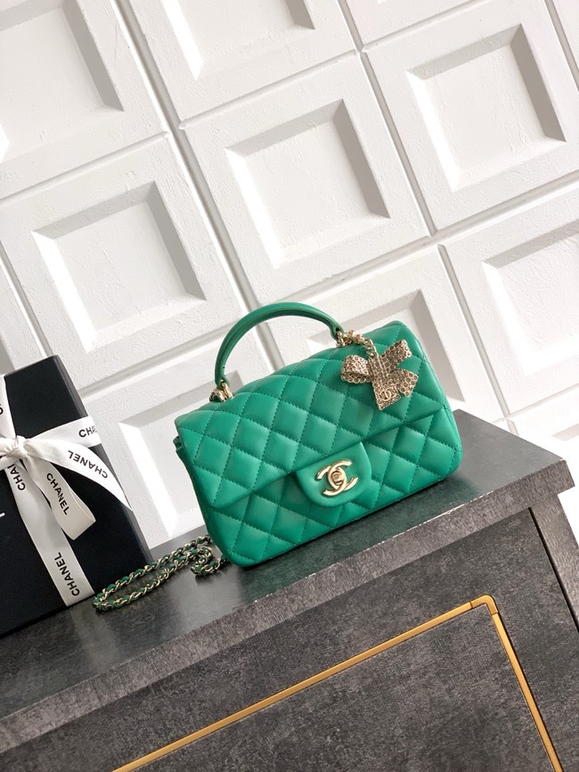 CHANEL Mini Flap Bag with Top Handle AP2431 green