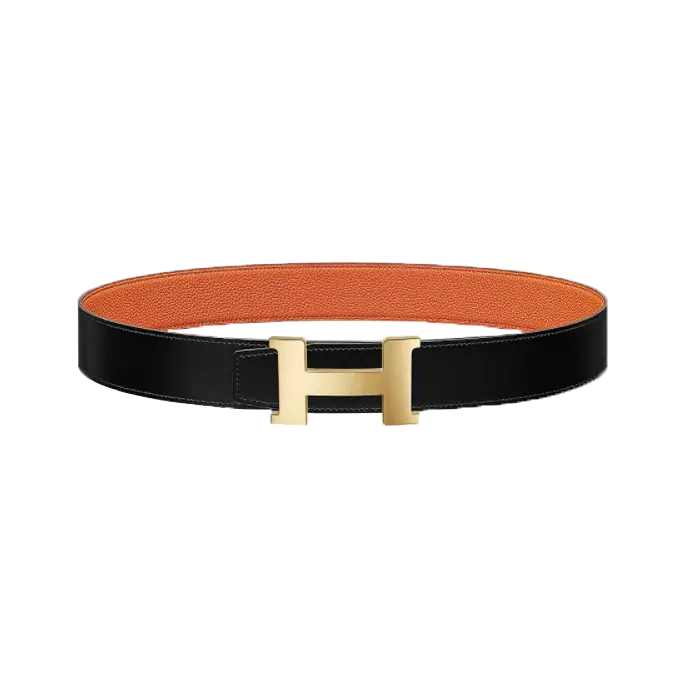 Category: Replica Belts – Classic Hermès H Buckle Leather Belt in Black and Gold