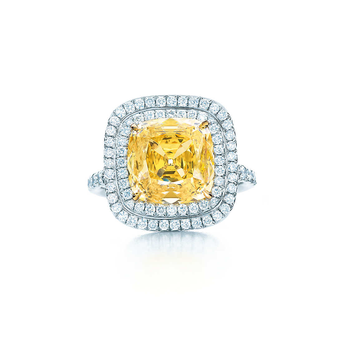 Square yellow diamond ring