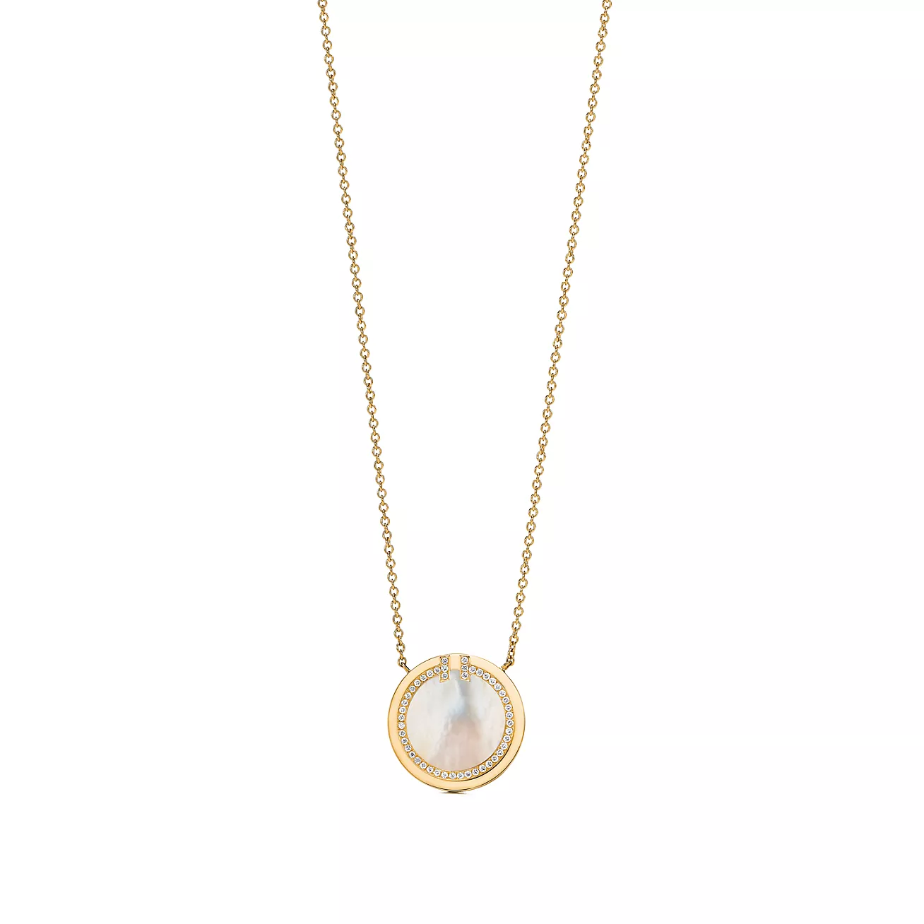 Tiffany Replica Diamond and Mother-of-pearl Circle Pendant
