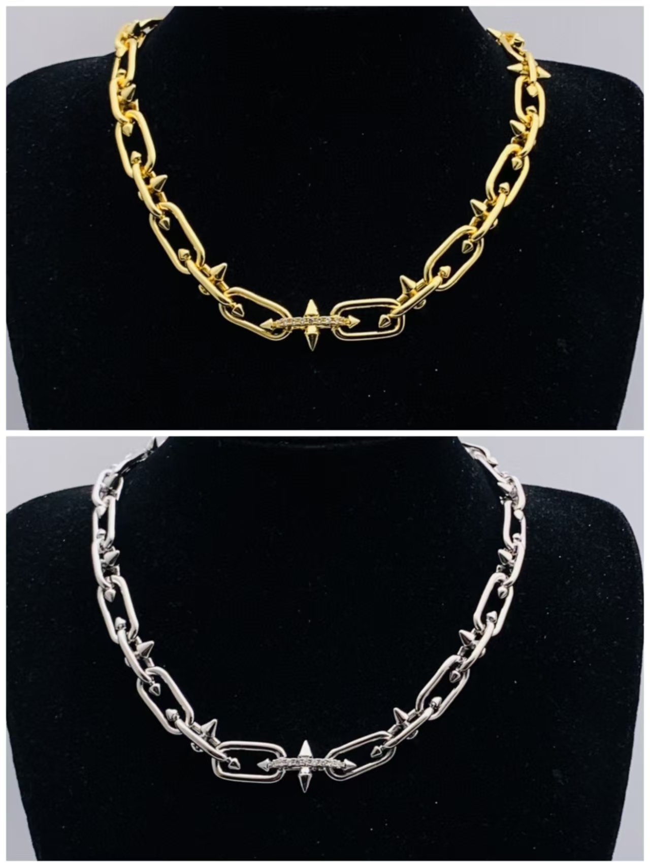 Replica Tiffany Titan by Pharrell Williams Clasp Necklacein Gold with Diamonds Real