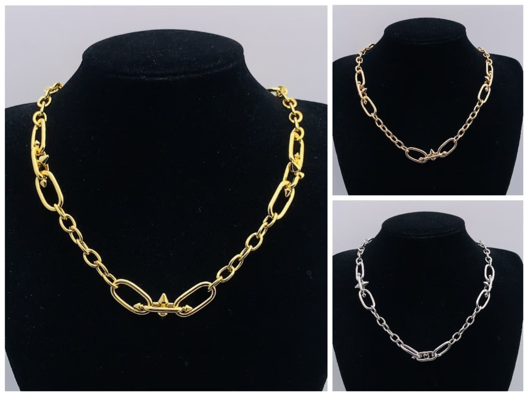 Replica Tiffany Titan by Pharrell Williams Medium Link Station Necklacein Gold Real